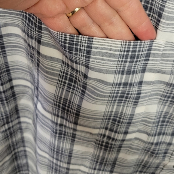 Ridgecrest Toughwear Short Sleeve 2 Pocket Cream Blue Plaid Button Up 2X - Picture 4 of 7